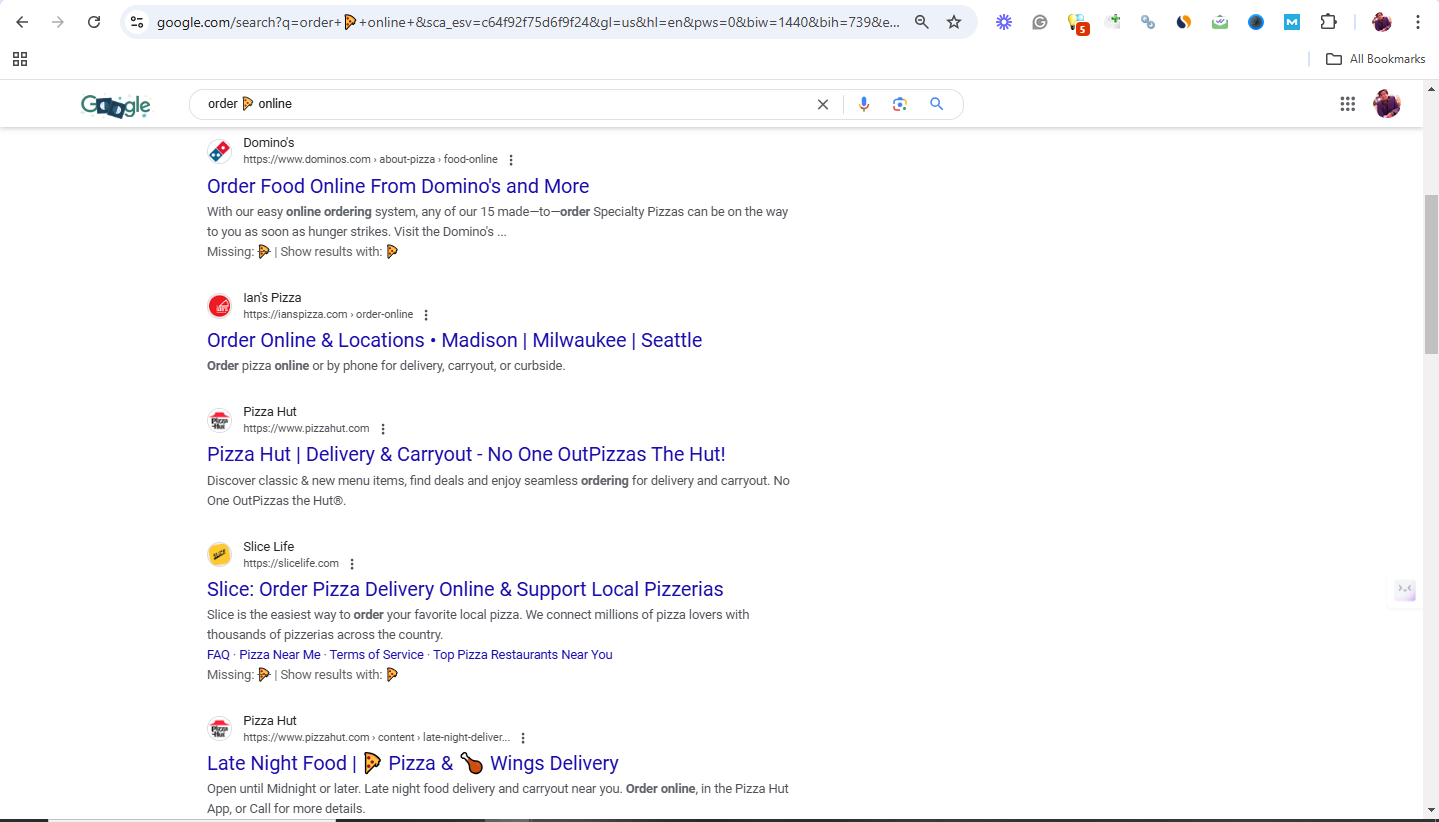 pizza emoji in title meta description